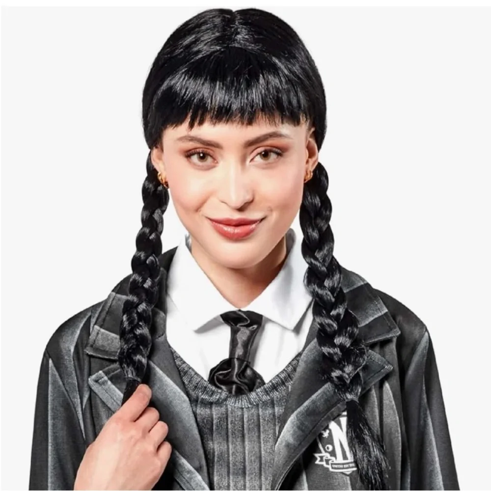 Wednesday Addams Family black wig NEW Halloween costume Netflix